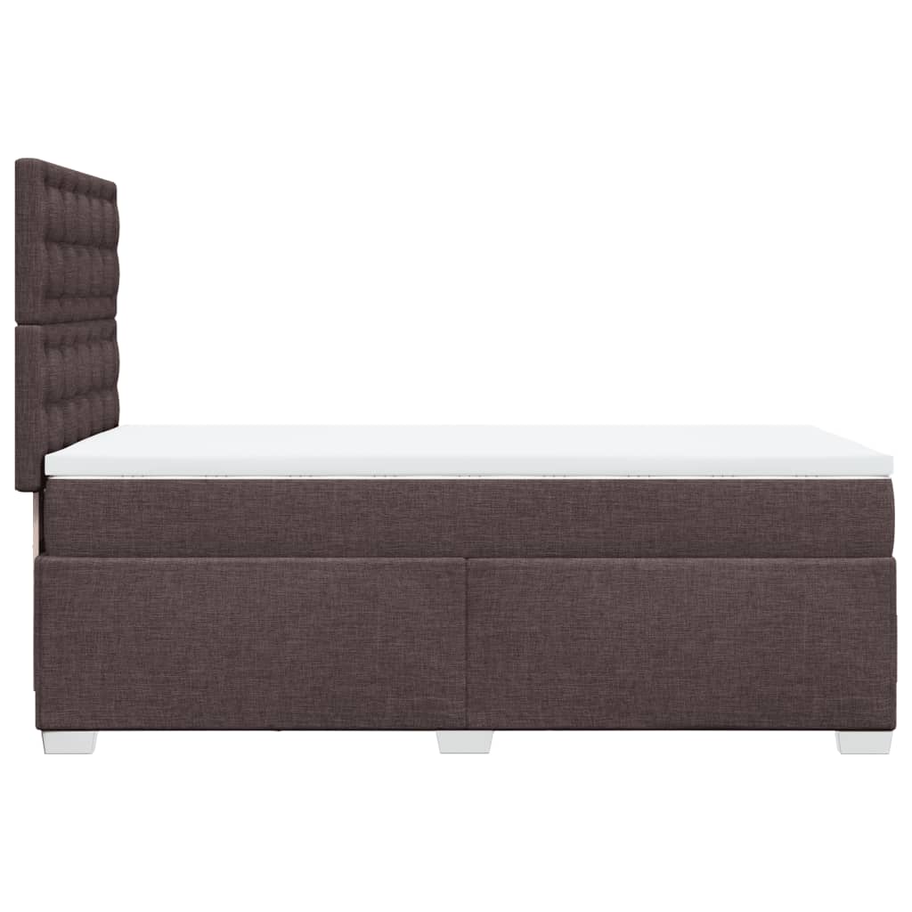 vidaXL Κρεβάτι Boxspring με Στρώμα Σκούρο Καφέ 100x200 εκ. Υφασμάτινο