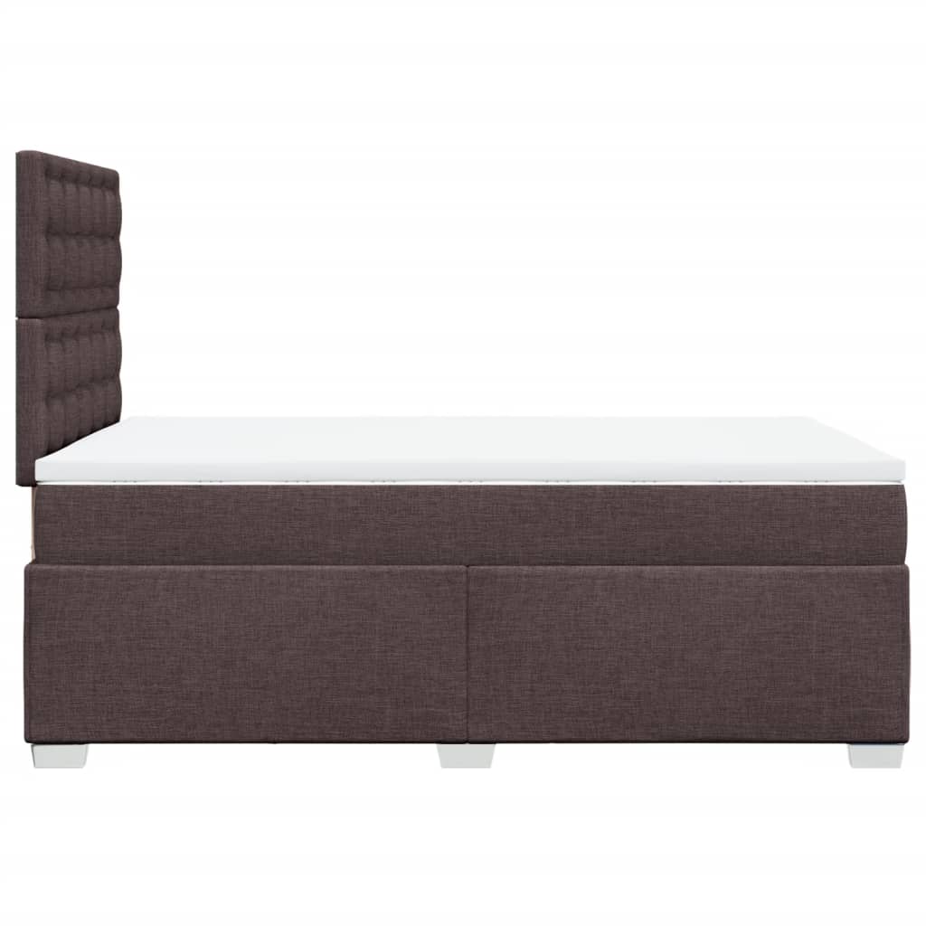 vidaXL Κρεβάτι Boxspring με Στρώμα Σκούρο Καφέ 120x200 εκ. Υφασμάτινο