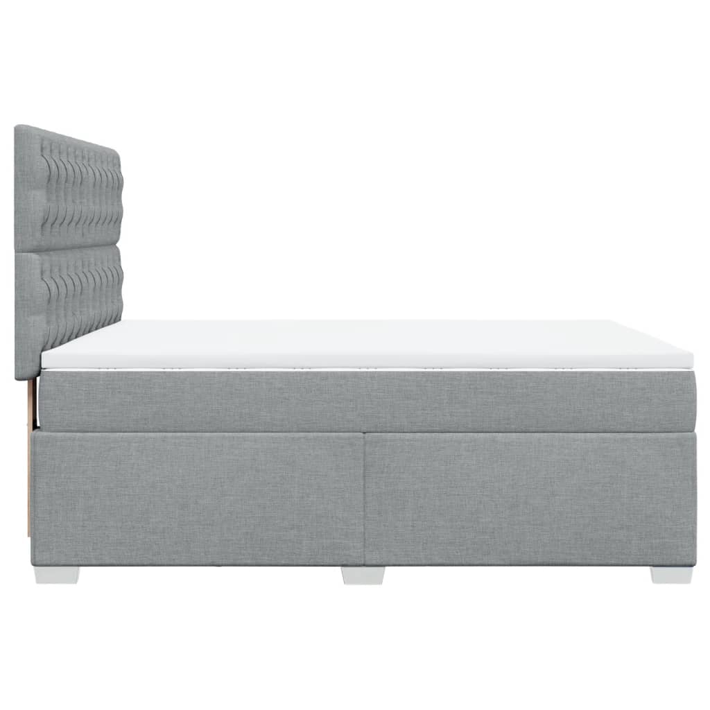 vidaXL Κρεβάτι Boxspring με Στρώμα Ανοιχτό Γκρι 140x190 εκ. Υφασμάτινο