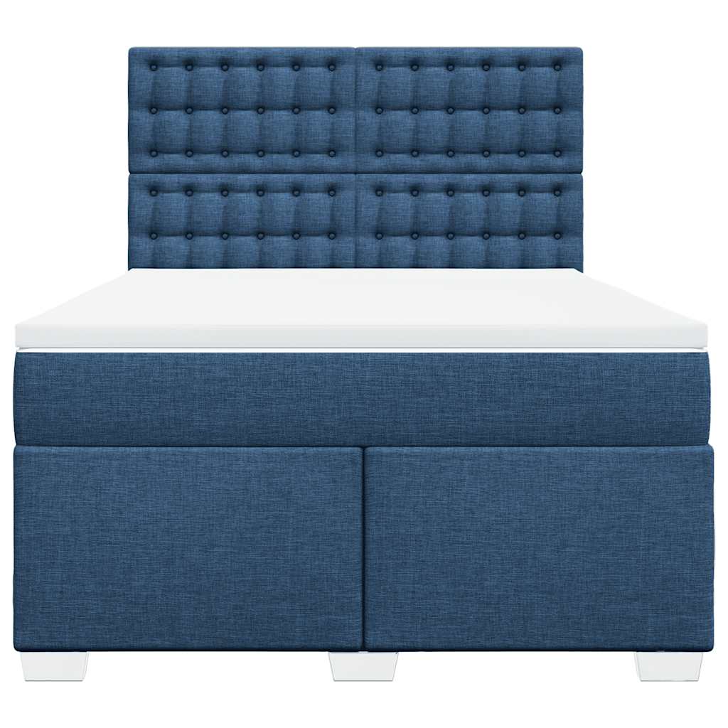 vidaXL Κρεβάτι Boxspring με Στρώμα Μπλε 140x190 εκ. Υφασμάτινο