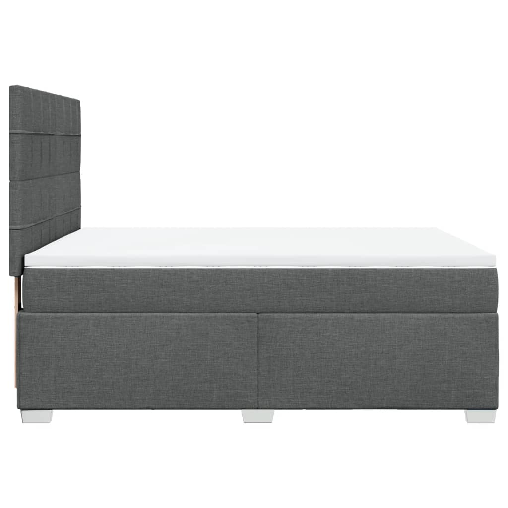 vidaXL Κρεβάτι Boxspring με Στρώμα Σκούρο Γκρι 140x200 εκ Υφασμάτινο