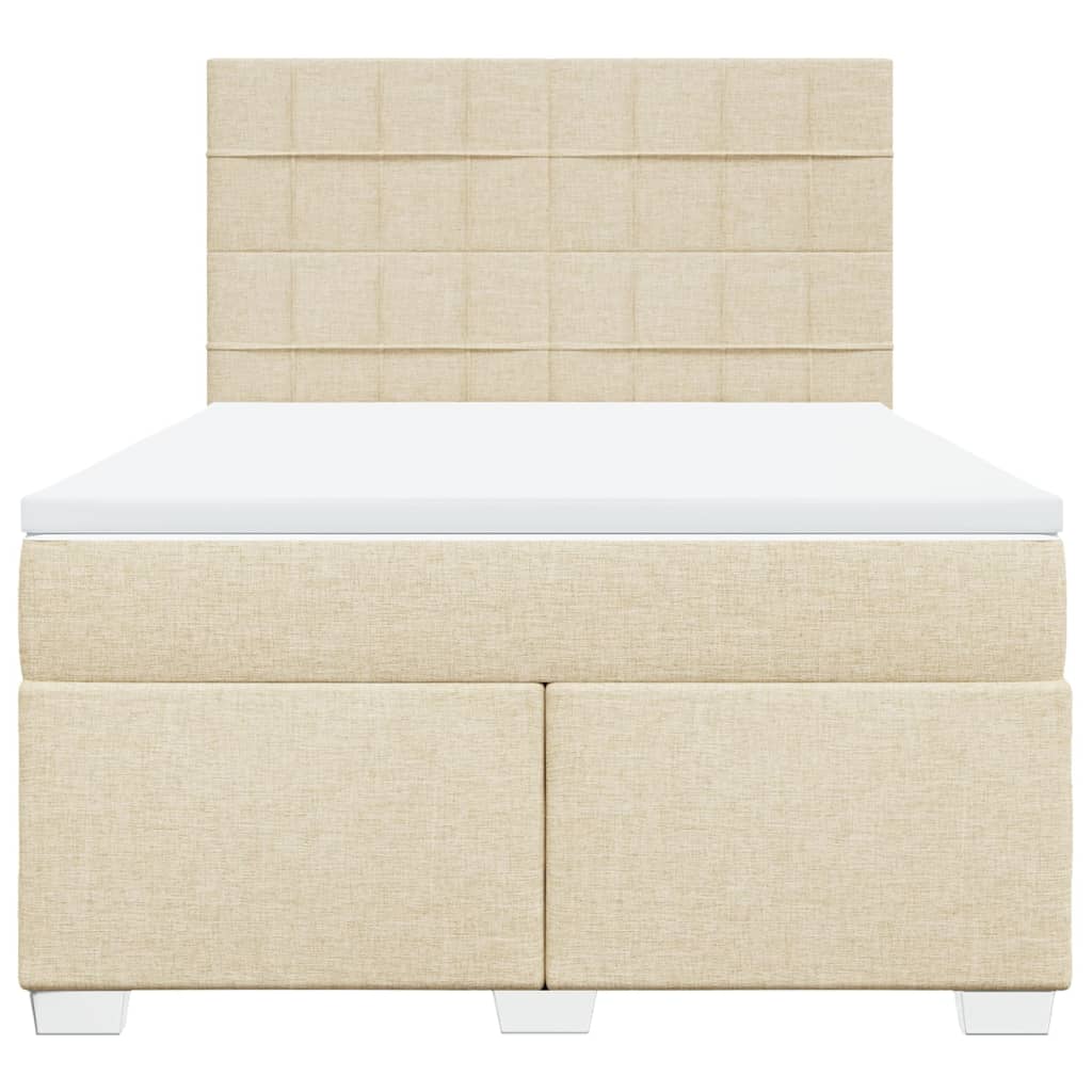 vidaXL Κρεβάτι Boxspring με Στρώμα Κρεμ 140x200 εκ. Υφασμάτινο