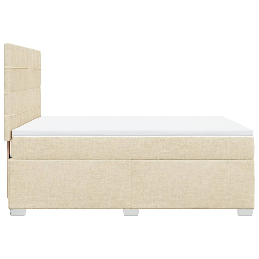 vidaXL Κρεβάτι Boxspring με Στρώμα Κρεμ 140x200 εκ. Υφασμάτινο