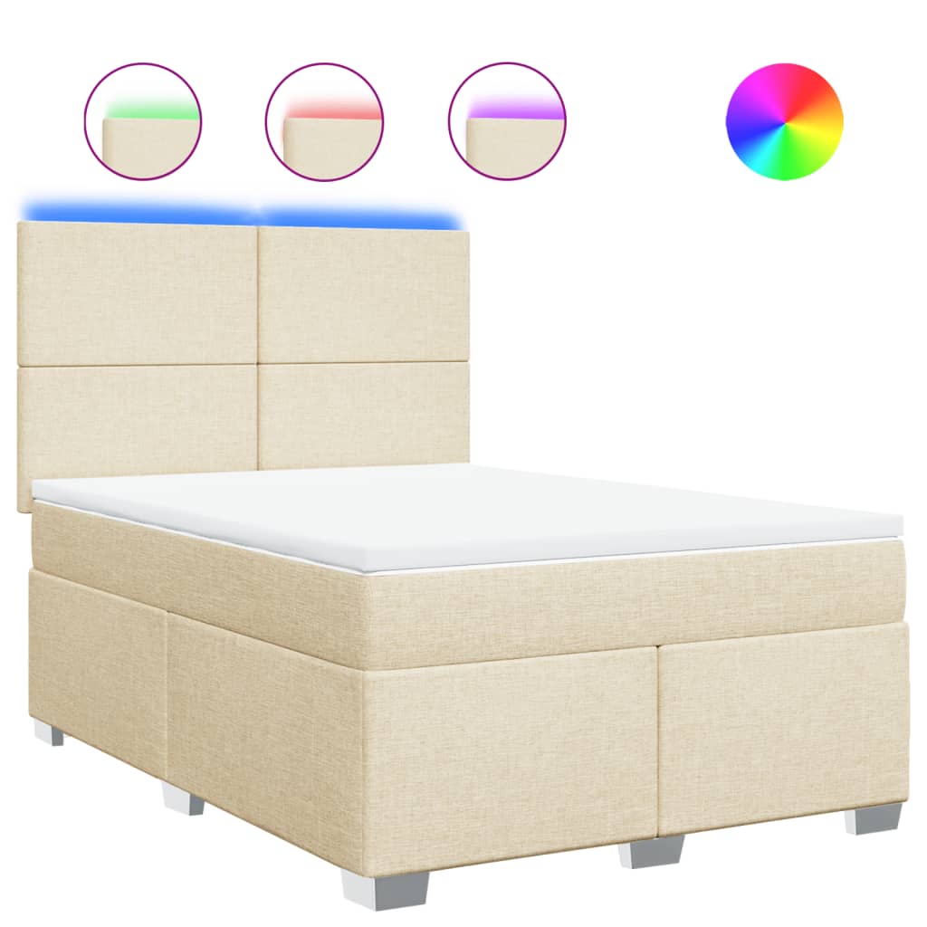 vidaXL Κρεβάτι Boxspring με Στρώμα Κρεμ 160x200 εκ. Υφασμάτινο