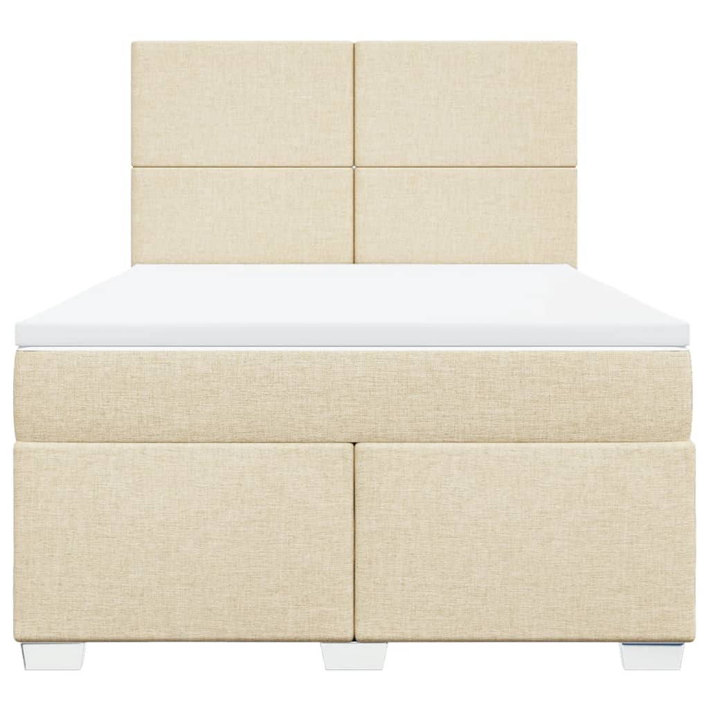 vidaXL Κρεβάτι Boxspring με Στρώμα Κρεμ 160x200 εκ. Υφασμάτινο