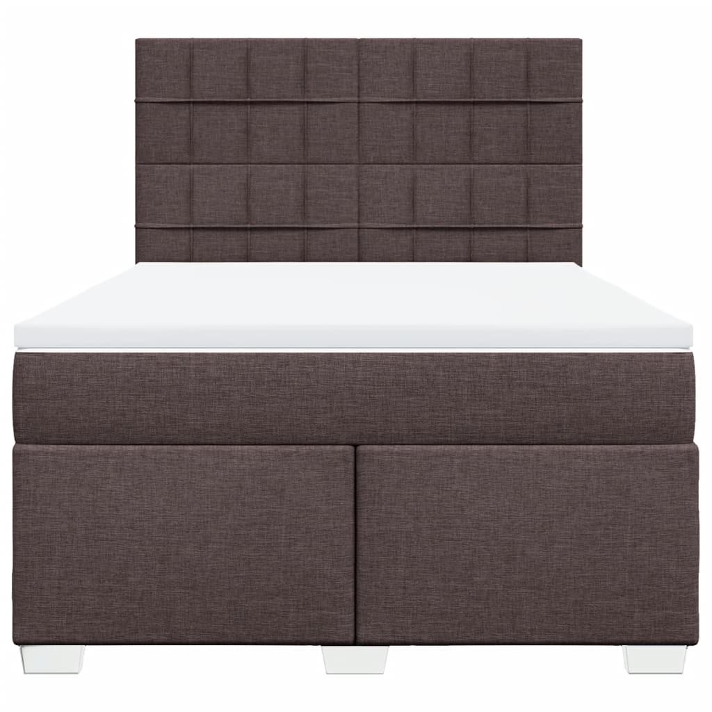 vidaXL Κρεβάτι Boxspring με Στρώμα Σκούρο Καφέ 160x200 εκ Υφασμάτινο