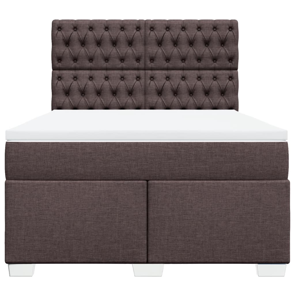 vidaXL Κρεβάτι Boxspring με Στρώμα Σκούρο Καφέ 160x200 εκ Υφασμάτινο