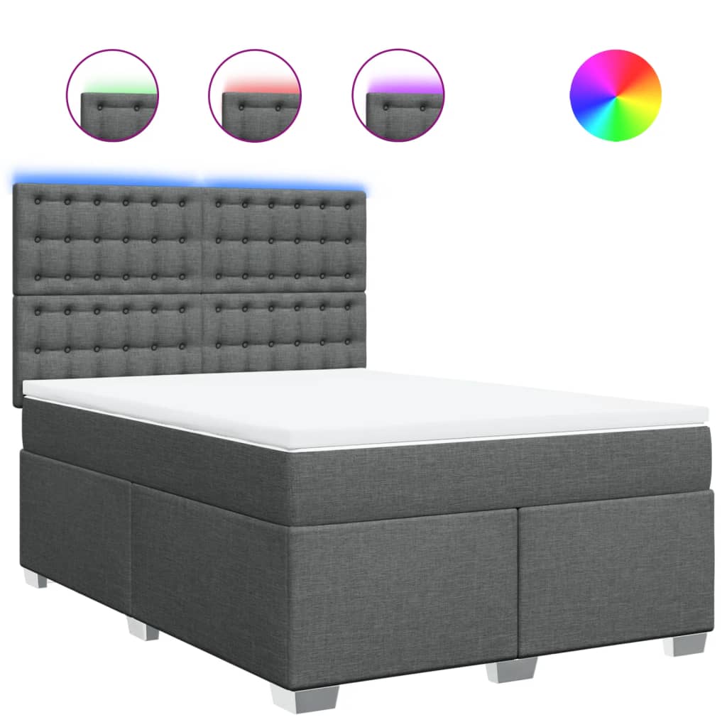 vidaXL Κρεβάτι Boxspring με Στρώμα Σκούρο Γκρι 160x200 εκ Υφασμάτινο