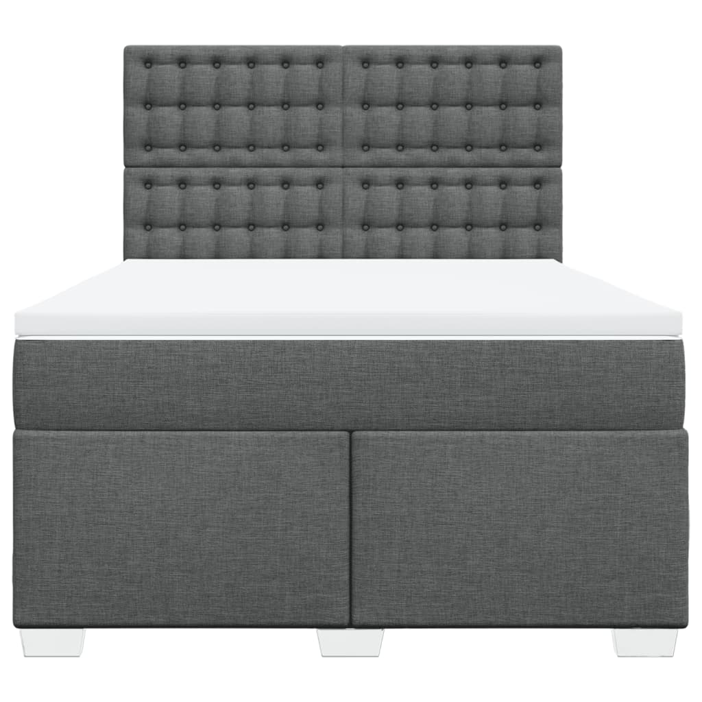 vidaXL Κρεβάτι Boxspring με Στρώμα Σκούρο Γκρι 160x200 εκ Υφασμάτινο