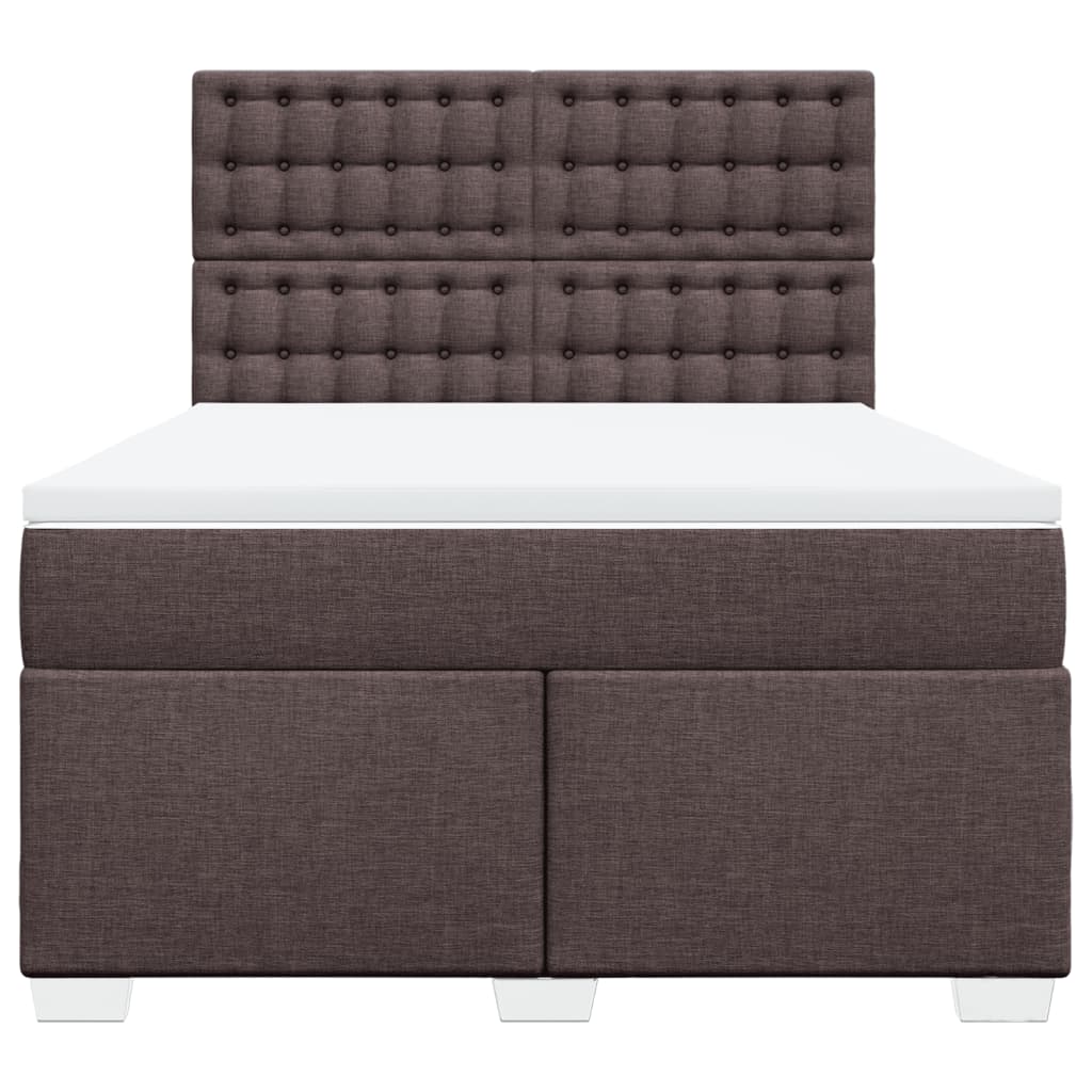 vidaXL Κρεβάτι Boxspring με Στρώμα Σκούρο Καφέ 160x200 εκ Υφασμάτινο