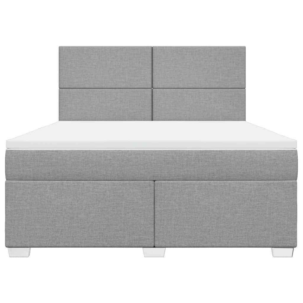 vidaXL Κρεβάτι Boxspring με Στρώμα Ανοιχτό Γκρι 180x200 εκ. Υφασμάτινο