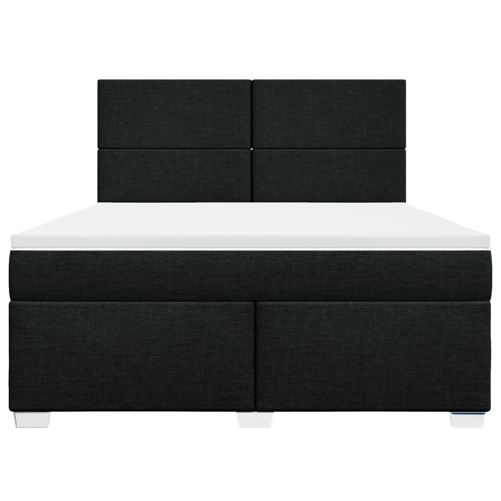 vidaXL Κρεβάτι Boxspring με Στρώμα Μαύρο 180x200 εκ. Υφασμάτινο