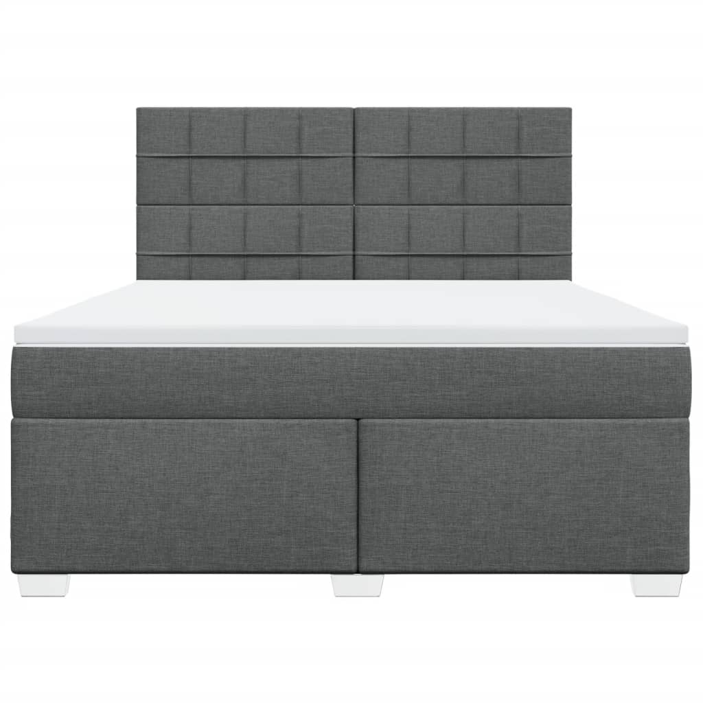 vidaXL Κρεβάτι Boxspring με Στρώμα Σκούρο Γκρι 180x200 εκ Υφασμάτιν