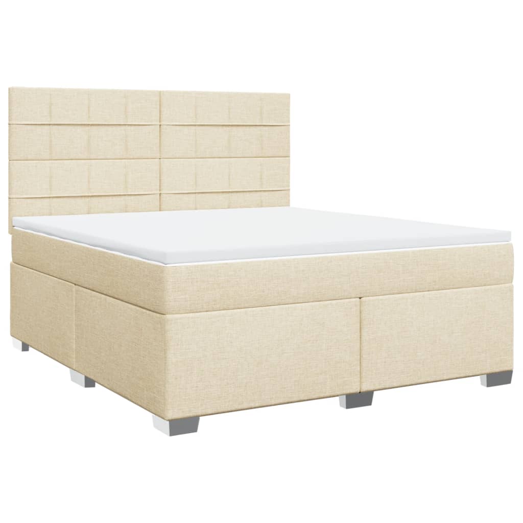 vidaXL Κρεβάτι Boxspring με Στρώμα Κρεμ 180x200 εκ. Υφασμάτινο