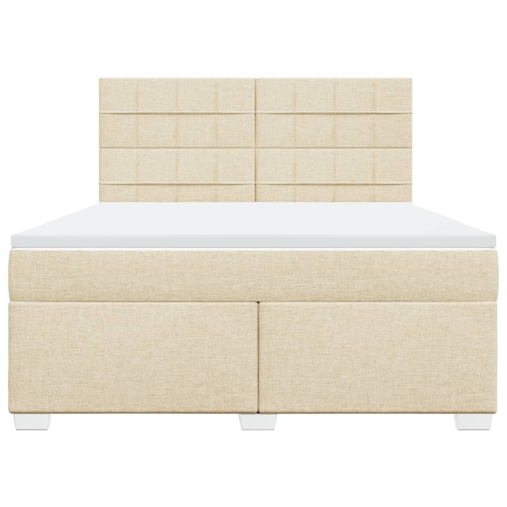vidaXL Κρεβάτι Boxspring με Στρώμα Κρεμ 180x200 εκ. Υφασμάτινο