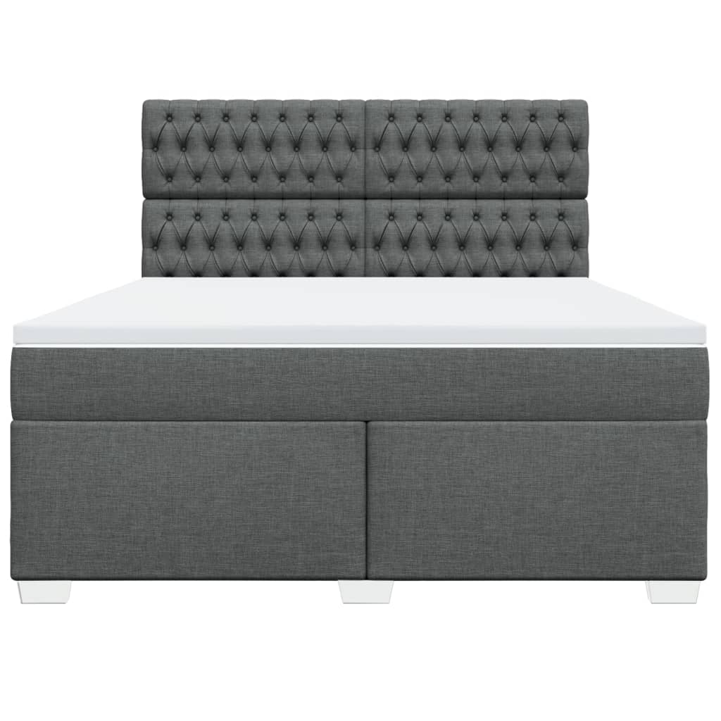 vidaXL Κρεβάτι Boxspring με Στρώμα Σκούρο Γκρι 180x200 εκ Υφασμάτιν