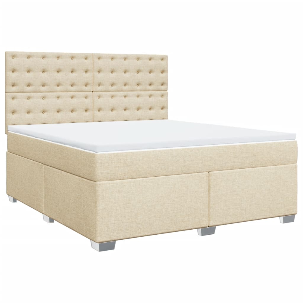vidaXL Κρεβάτι Boxspring με Στρώμα Κρεμ 180x200 εκ. Υφασμάτινο