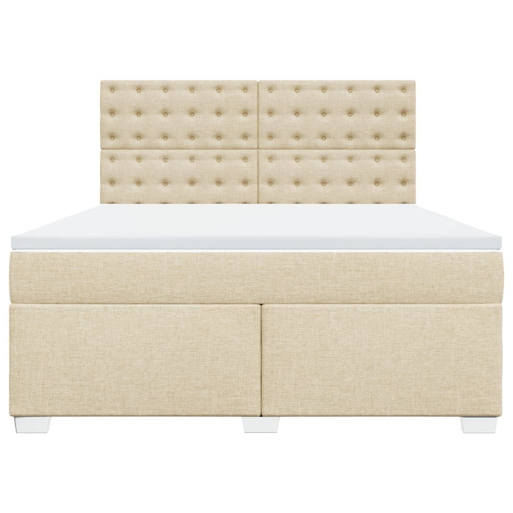 vidaXL Κρεβάτι Boxspring με Στρώμα Κρεμ 180x200 εκ. Υφασμάτινο