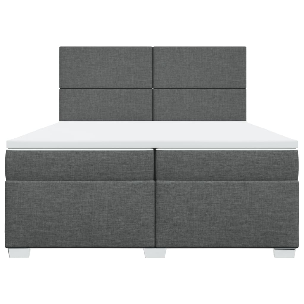 vidaXL Κρεβάτι Boxspring με Στρώμα Σκούρο Γκρι 200x200 εκ. Υφασμάτινο