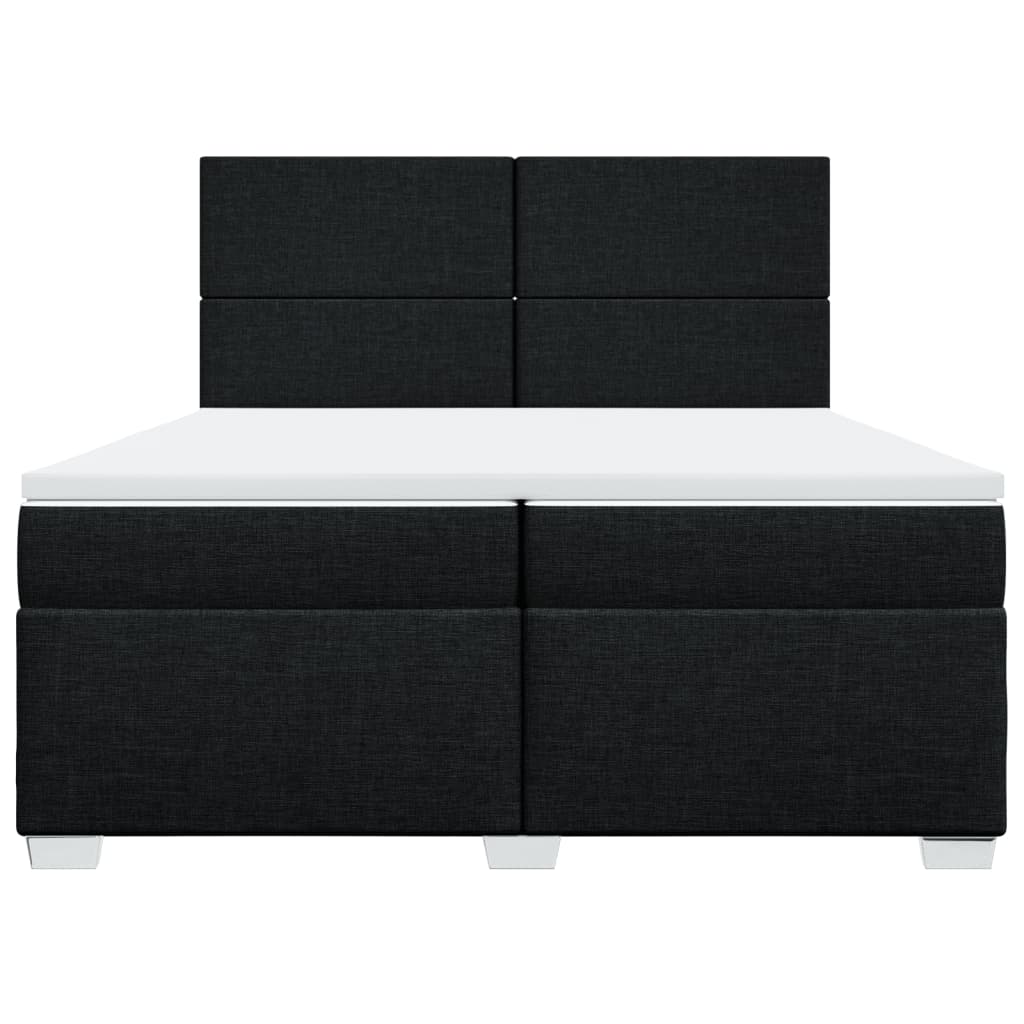 vidaXL Κρεβάτι Boxspring με Στρώμα Μαύρο 200x200 εκ. Υφασμάτινο