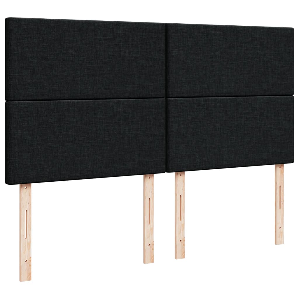 vidaXL Κρεβάτι Boxspring με Στρώμα Μαύρο 200x200 εκ. Υφασμάτινο