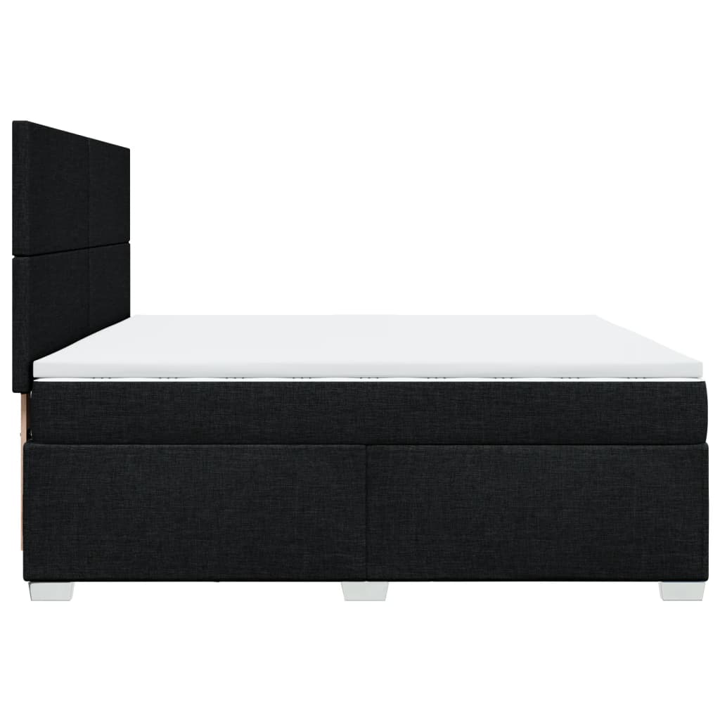 vidaXL Κρεβάτι Boxspring με Στρώμα Μαύρο 200x200 εκ. Υφασμάτινο