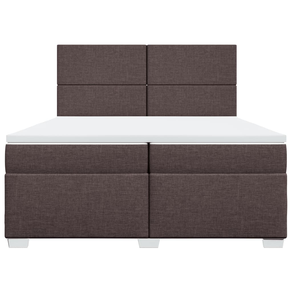 vidaXL Κρεβάτι Boxspring με Στρώμα Σκούρο Καφέ 200x200 εκ. Υφασμάτινο