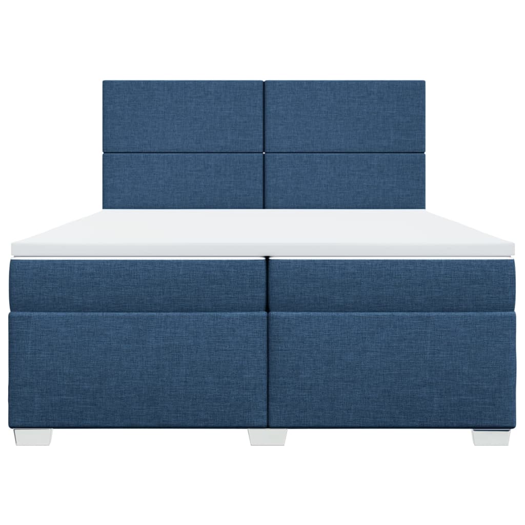 vidaXL Κρεβάτι Boxspring με Στρώμα Μπλε 200x200 εκ. Υφασμάτινο