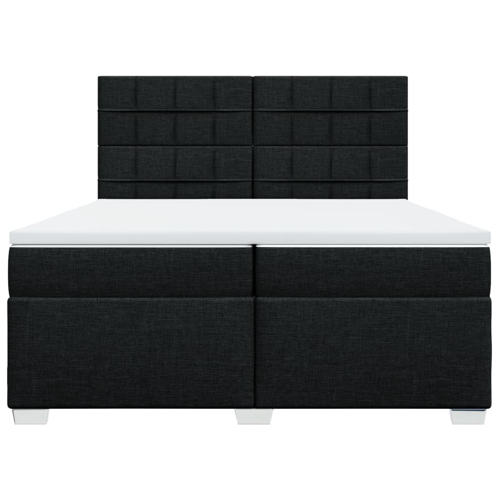 vidaXL Κρεβάτι Boxspring με Στρώμα Μαύρο 200x200 εκ. Υφασμάτινο