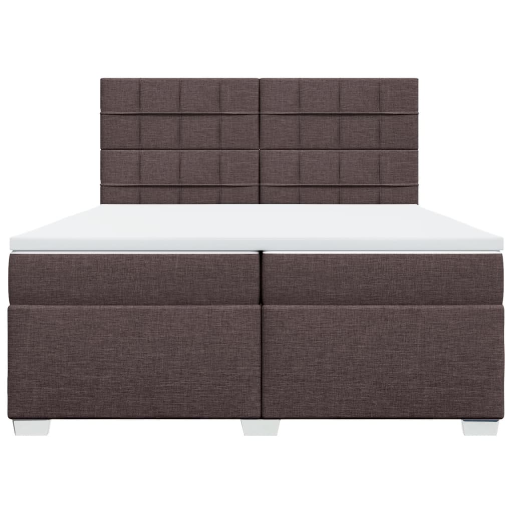 vidaXL Κρεβάτι Boxspring με Στρώμα Σκούρο Καφέ 200x200 εκ. Υφασμάτινο