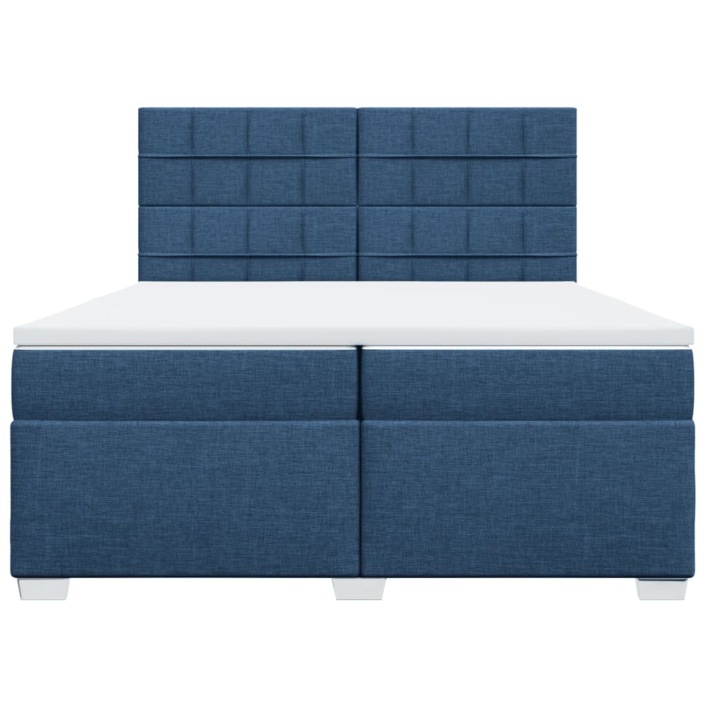 vidaXL Κρεβάτι Boxspring με Στρώμα Μπλε 200x200 εκ. Υφασμάτινο