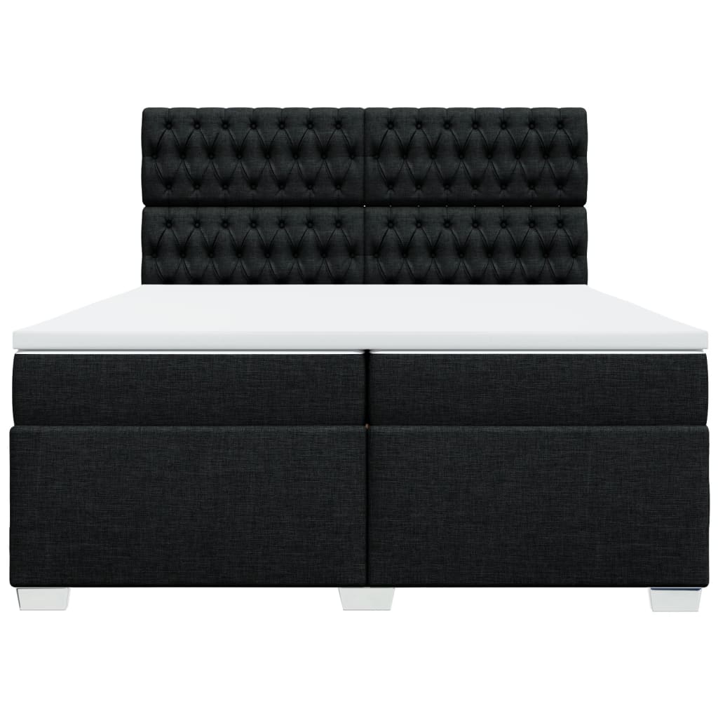 vidaXL Κρεβάτι Boxspring με Στρώμα Μαύρο 200x200 εκ. Υφασμάτινο