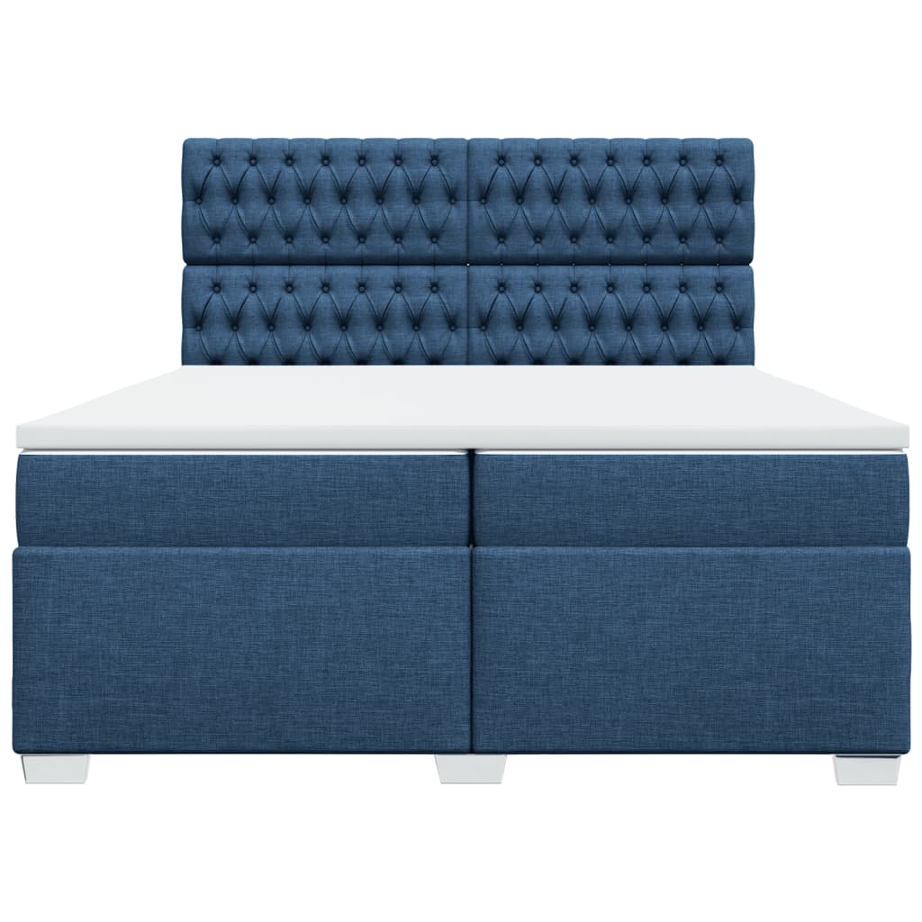 vidaXL Κρεβάτι Boxspring με Στρώμα Μπλε 200x200 εκ. Υφασμάτινο