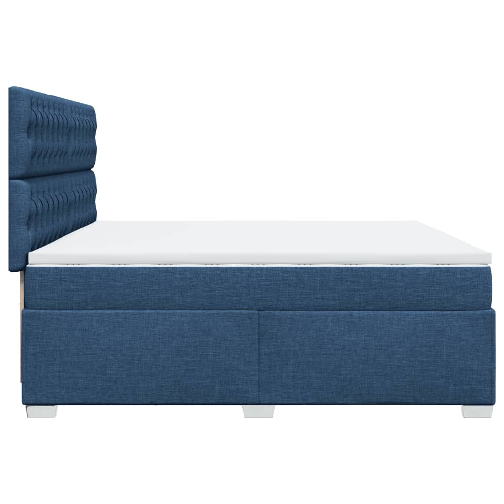vidaXL Κρεβάτι Boxspring με Στρώμα Μπλε 200x200 εκ. Υφασμάτινο