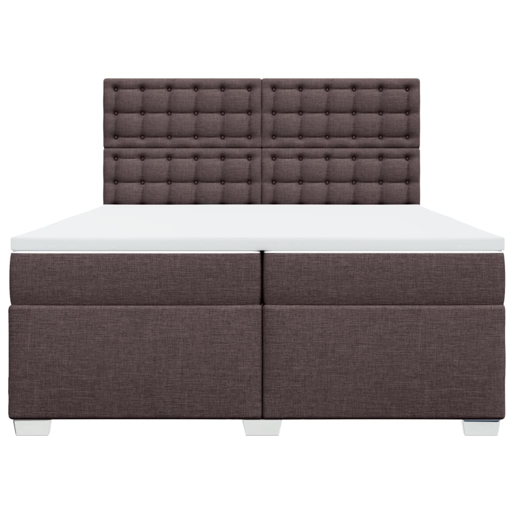 vidaXL Κρεβάτι Boxspring με Στρώμα Σκούρο Καφέ 200x200 εκ. Υφασμάτινο