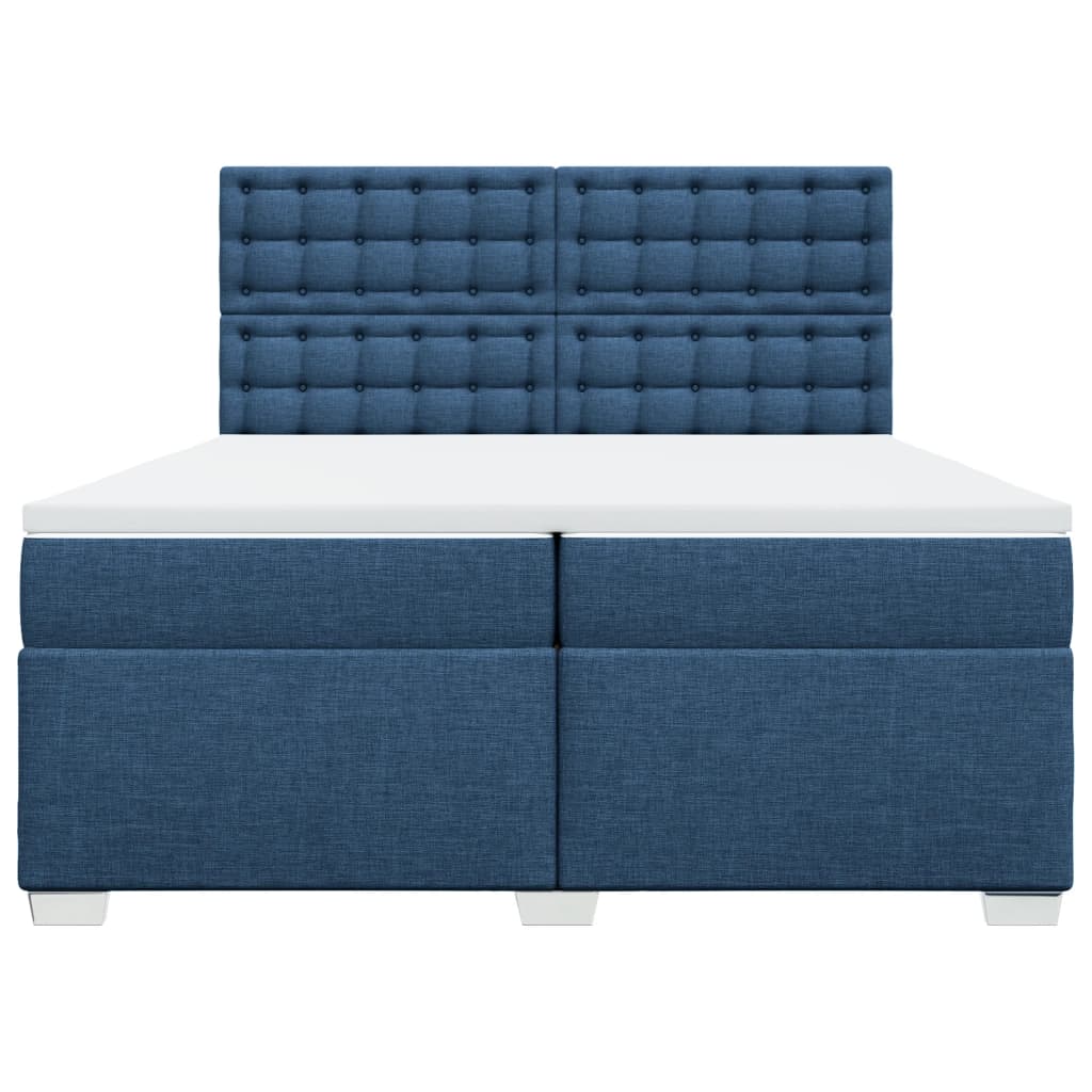 vidaXL Κρεβάτι Boxspring με Στρώμα Μπλε 200x200 εκ. Υφασμάτινο