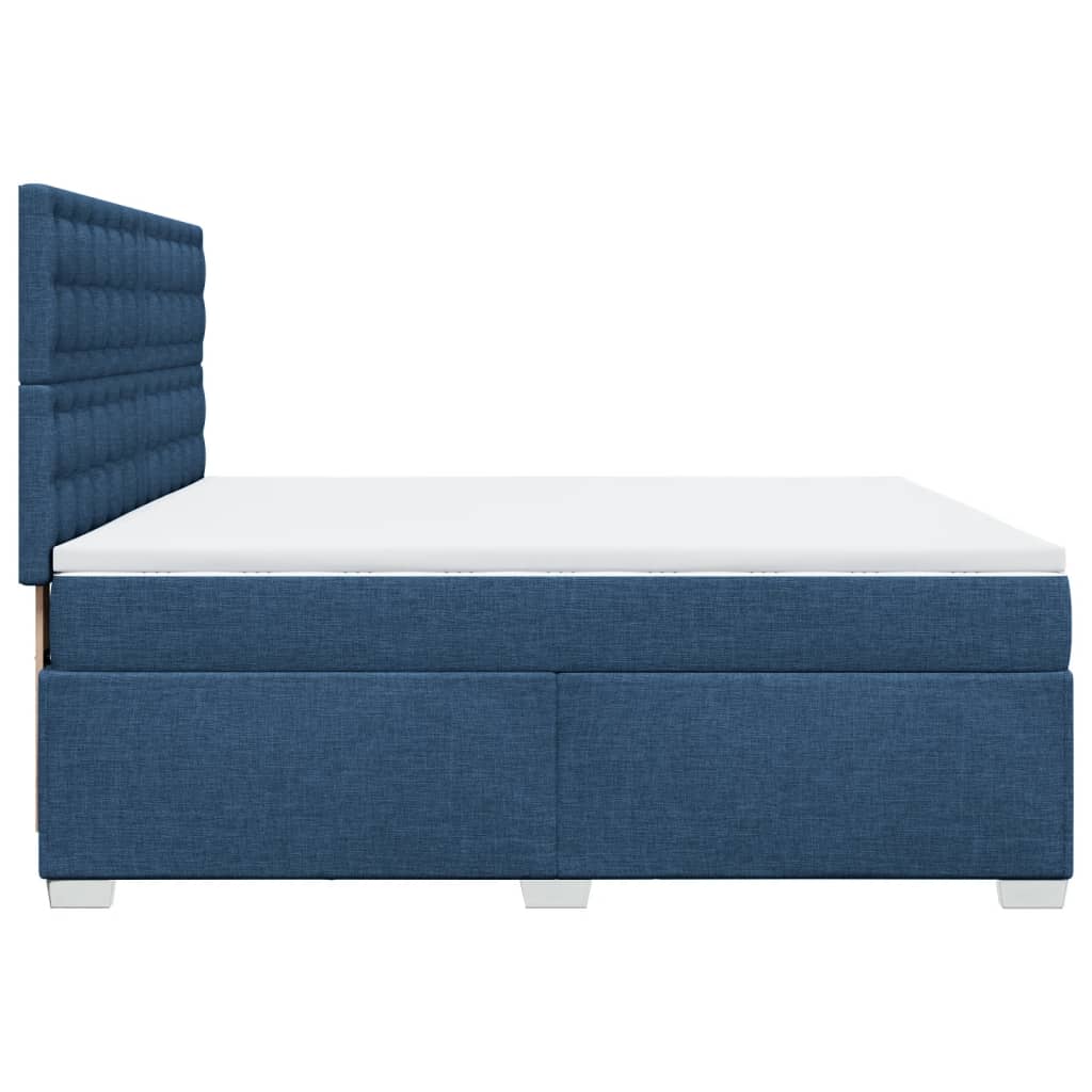 vidaXL Κρεβάτι Boxspring με Στρώμα Μπλε 200x200 εκ. Υφασμάτινο