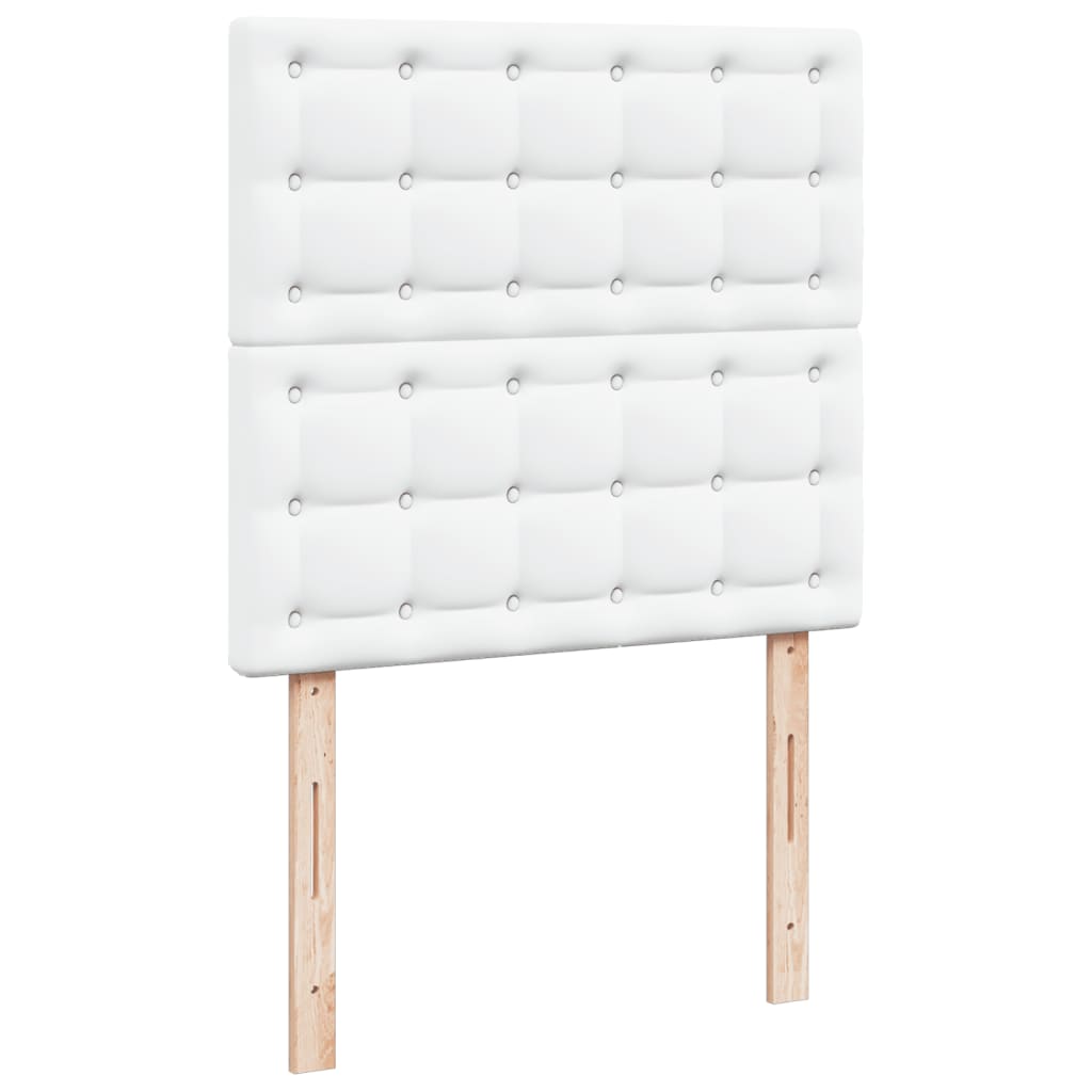 vidaXL Κρεβάτι Boxspring με Στρώμα Λευκό 90x190εκ. από Συνθετικό Δέρμα