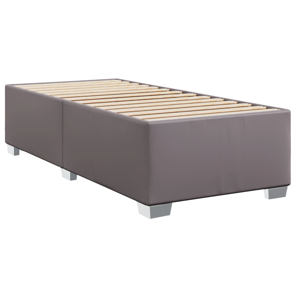 vidaXL Κρεβάτι Boxspring με Στρώμα Γκρι 90x190 εκ. από Συνθετικό Δέρμα