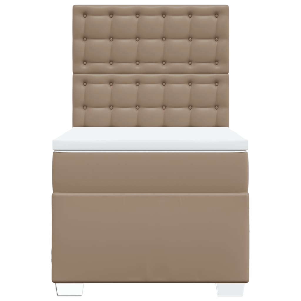 vidaXL Κρεβάτι Boxspring με Στρώμα Καπουτσίνο 90x190εκ.από Συνθ. Δέρμα