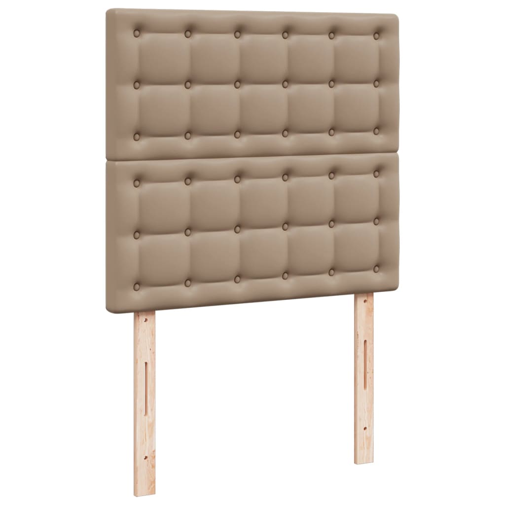vidaXL Κρεβάτι Boxspring με Στρώμα Καπουτσίνο 90x190εκ.από Συνθ. Δέρμα