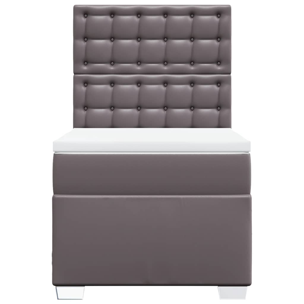 vidaXL Κρεβάτι Boxspring με Στρώμα Γκρι 90x200 εκ. από Συνθετικό Δέρμα