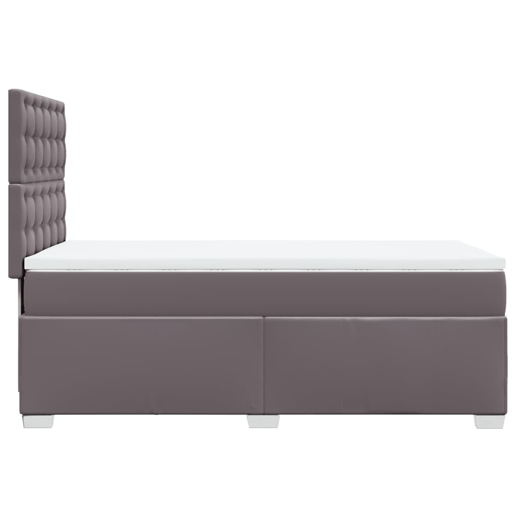 vidaXL Κρεβάτι Boxspring με Στρώμα Γκρι 90x200 εκ. από Συνθετικό Δέρμα