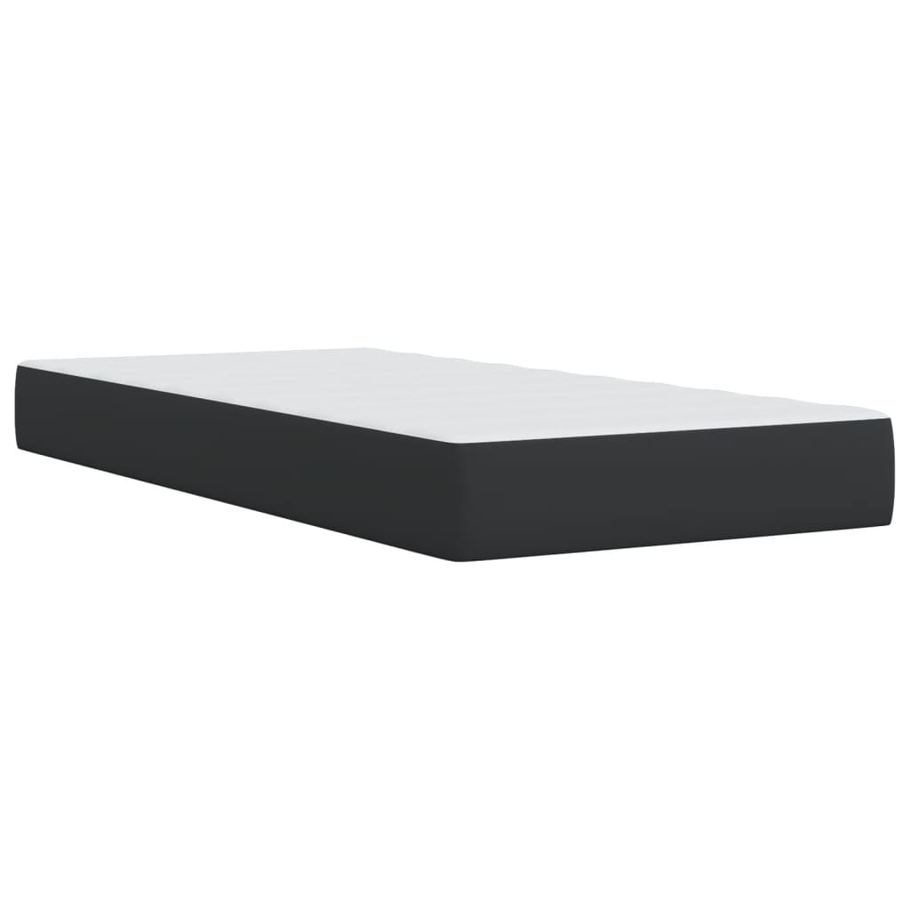 vidaXL Κρεβάτι Boxspring με Στρώμα Μαύρο 100x200εκ.από Συνθετικό Δέρμα