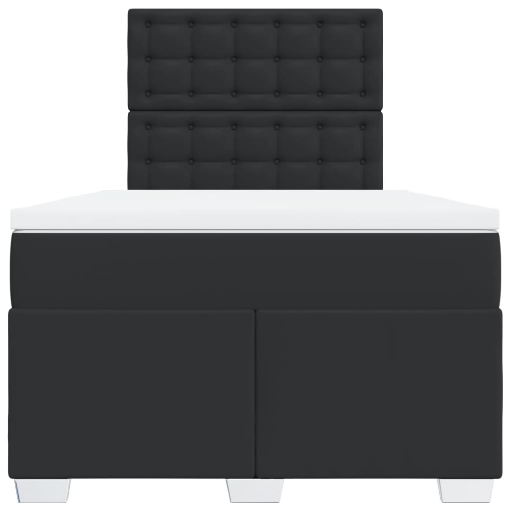 vidaXL Κρεβάτι Boxspring με Στρώμα Μαύρο 120x190εκ.από Συνθετικό Δέρμα