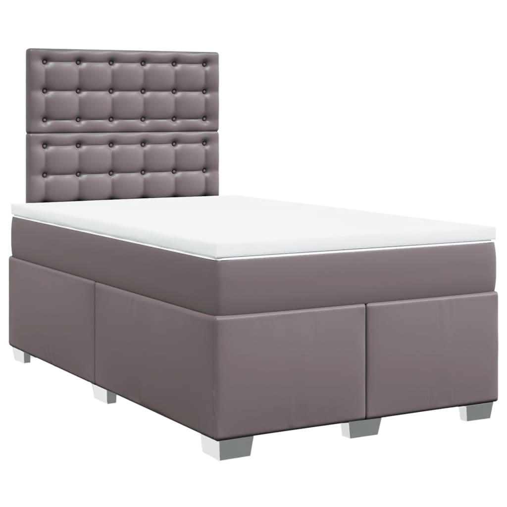 vidaXL Κρεβάτι Boxspring με Στρώμα Γκρι 120x190εκ. από Συνθετικό Δέρμα