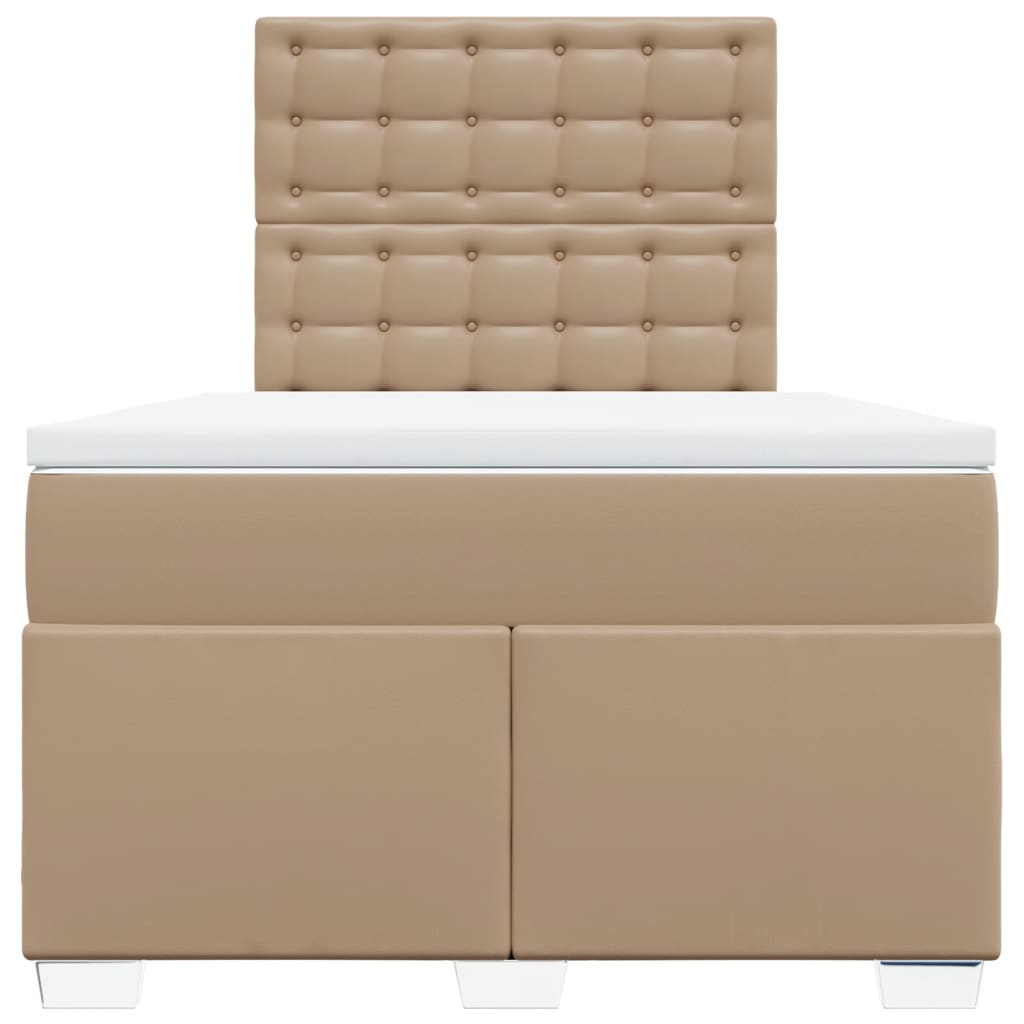 vidaXL Κρεβάτι Boxspring με Στρώμα Καπουτσίνο 120x190εκ.από Συνθ.Δέρμα