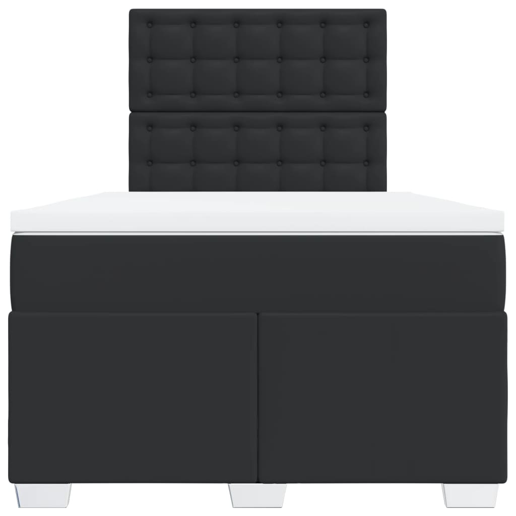 vidaXL Κρεβάτι Boxspring με Στρώμα Μαύρο 120 x 200 εκ. Συνθετικό Δέρμα
