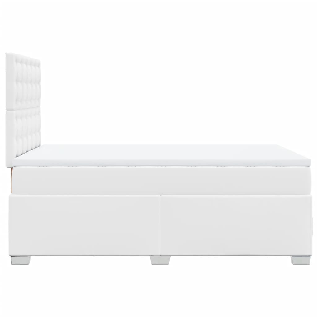 vidaXL Κρεβάτι Boxspring με Στρώμα Λευκό 120x200εκ.από Συνθετικό Δέρμα