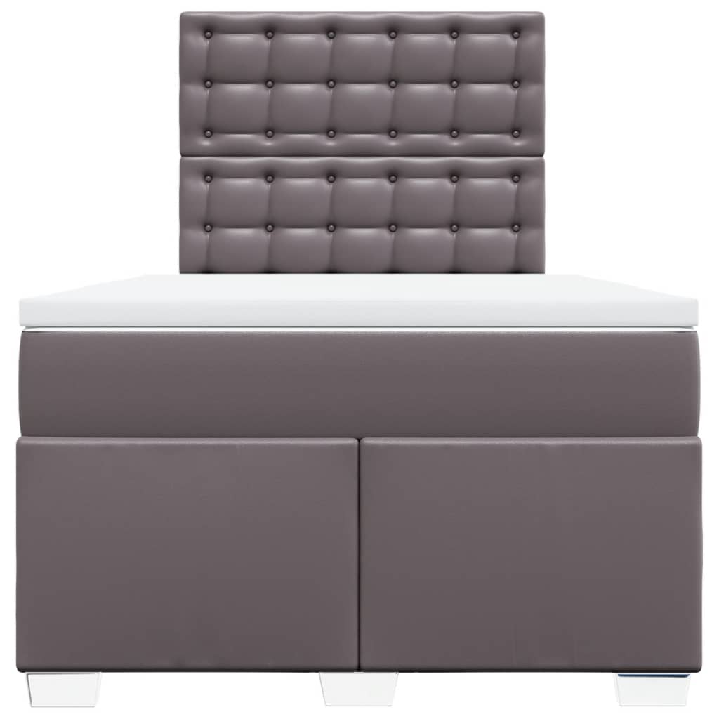 vidaXL Κρεβάτι Boxspring με Στρώμα Γκρι 120x200εκ. από Συνθετικό Δέρμα